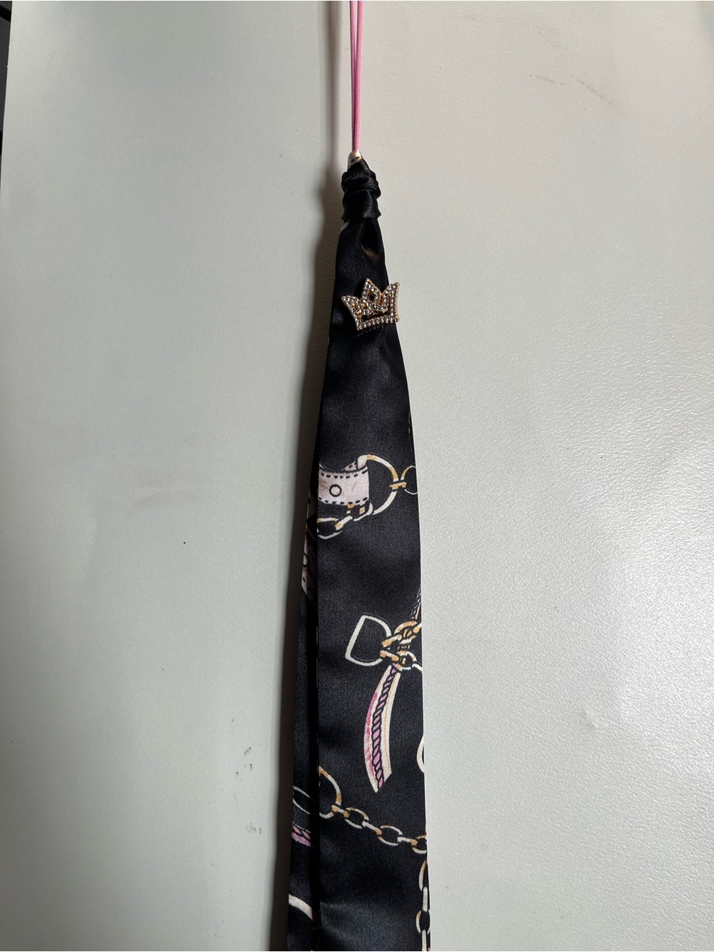 Satin Scarf Necklace with Decorative Pin